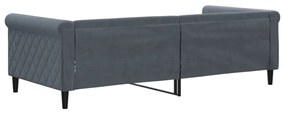 Sofá-cama 90x200 cm veludo cinzento-escuro