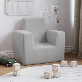 vidaXL Sofá infantil pelúcia macia cinzento-claro