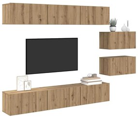 Conjunto de móvel de TV 8 pcs carvalho artisiano