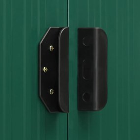 Abrigo de jardim com portas de correr 386x312x178 cm aço verde