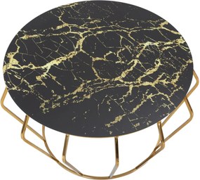 MESA DE CENTRO HISTOR Ø 78X44,5 CM DOURADA E PRETA