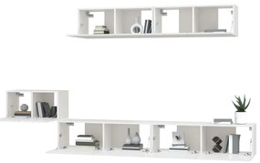 Conjunto móveis de TV 5 pcs madeira processada branco