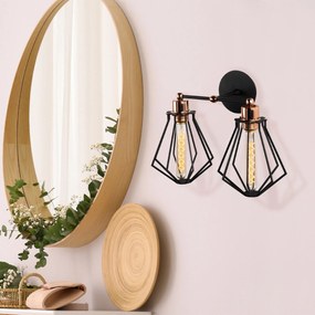 Candeeiro de Parede Oylat – Preto e Bronze – Diâmetro 38 cm