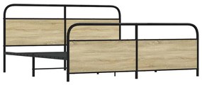 Estrutura de cama sem colchão 180x200cm metal carvalho sonoma