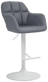 Banco de bar Natoma em couro sintético com estrutura branca 97-118 x 57 x 59 cm Cinzento