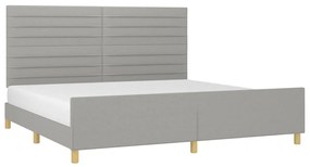 Estrutura de cama sem colchão 200x200 cm tecido cinzento-claro