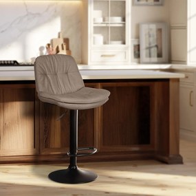 Banco de bar em tecido com estrutura preta 92-113 x 46 x 54 cm castanho acizentado