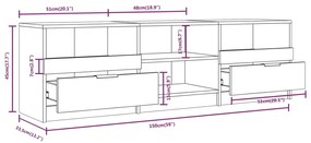 Móvel de TV 150x33,5x45 cm derivados de madeira cinzento sonoma