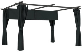 Pérgola com Teto Retrátil 3,9x3x2,2 m Paredes Laterais Tecido de Poliéster Anti UV Pérgola para Jardim Cinzento