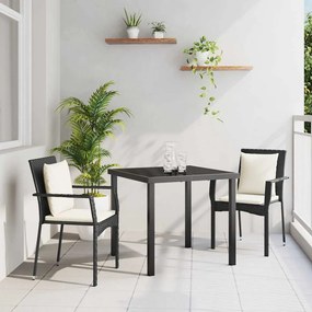 vidaXL Conjunto de Jantar de Jardim 3 pcs Preto 80 x 80 x 73 cm
