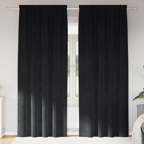 Cortinas Blackout vidaXL com fita superior 2 pcs Veludo Preto