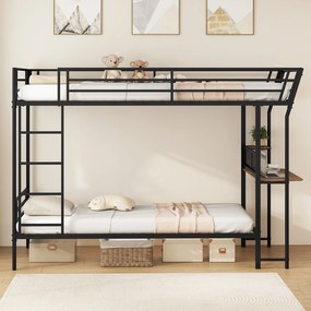 Beliche individual 246 x 101 x 170 cm (COLCHÕES NÃO INCLUIDOS) com secretária e Estrutura metálica, estação de trabalho em madeira, grades de seguranç