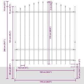 Cerca de Jardim com Topo Arqueado Branco 1,7x1,75 m em Aço