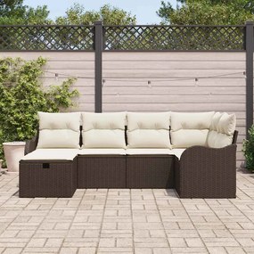 Conjunto de Sofá de Jardim vidaXL de 6 Peças com Almofadas Rattan Poli