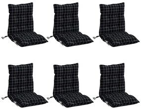 Almofadões cadeira encosto baixo 6 pcs oxford xadrez preto