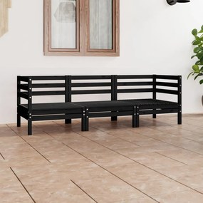 3 pcs conjunto lounge de jardim pinho maciço preto