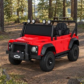 Jipe elétrico para Crianças 24V Land Rover Defender 110 SVX Concept Rodas Espuma EVA, Assento couro ecológico Vermelho