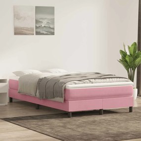 vidaXL Cama com molas/colchão 120x220 cm veludo rosa