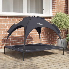 vidaXL Cama Elevada para Cães com Capota Removível Preto XL Aço