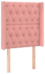Cabeceira de cama c/ luzes LED veludo 83x16x118/128 cm rosa