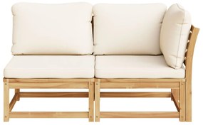 2 pcs conjunto lounge de jardim c/ almofadões acácia maciça