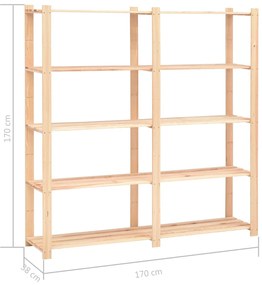 Unidade arrumação 5 prateleiras 170x38x170 cm pinho 500 kg