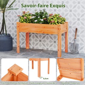 Canteiro elevado para plantas de jardim, plantador elevado para áreas externas em madeira de abeto com furos de drenagem naturais