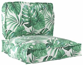 vidaXL Conjunto de Almofadas de Palete com 2 Peças - Padrão de Folhas em Tecido Oxford