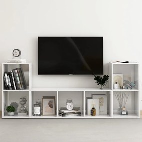 3080021 vidaXL 3 pcs conjunto de móveis de TV contraplacado branco brilhante