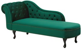 Chaise-longue à esquerda em veludo verde NIMES Beliani