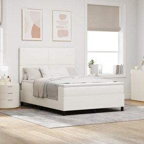 vidaXL Cama Box Spring com Colchão Creme 140x200 cm Tecido de Veludo Cotelê