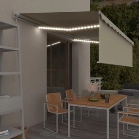 vidaXL Toldo retrátil manual com estore/LED 5x3 m cor creme