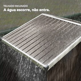 Abrigo de Jardim Metálico 136x87x179 cm Abrigo para Ferramentas com Porta de Correr Teto Inclinado e Luvas Castanho