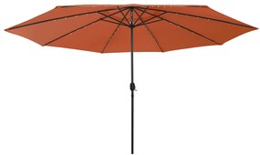 vidaXL Guarda-sol de jardim com luzes LED 400 cm terracota