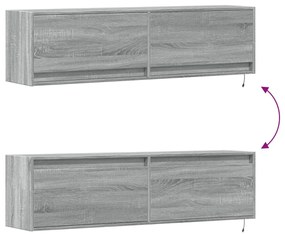 Móvel de parede p/ TV c/ luzes LED 140x31x38 cm cinzento sonoma