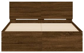 Estrutura de cama com cabeceira 135x190 cm carvalho castanho