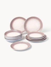 Conjunto de loiça artesanal com vidrado reativo Vinci, 4 pessoas, conjunto de 12