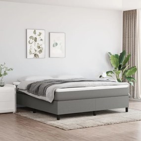 vidaXL Estrutura de cama com molas 160x200 cm tecido cinzento-escuro