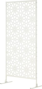 Biombo decorativo de proteção visual para exterior, com padrão em metal - 92 x 45 x 198 cm branco