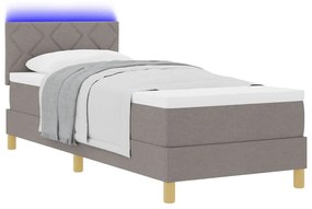 Cama Box com Colchão &amp; LED Taupe 80x200 cm Tecido