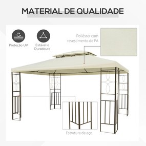 Pérgola de Jardim 295x392x270 cm Pérgola para Exterior com Duplo Teto