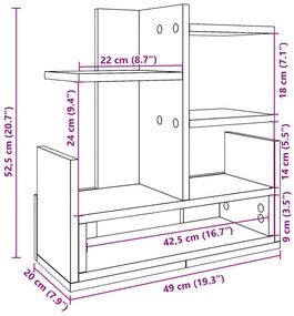 Organizador de secretária 49x20x52,5cm derivados madeira branco