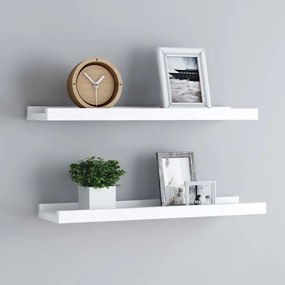 Unidade de prateleiras com rebordo 2 pcs 40x9x3 cm MDF branco