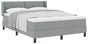 Cama Box Spring com Colchão Cinza Claro, 140 x 200 cm, Tecido