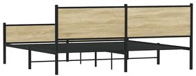 Estrutura de cama sem colchão 193x203cm metal carvalho sonoma