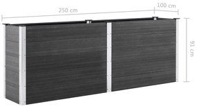 Canteiro elevado de jardim 250x100x91 cm WPC cinzento