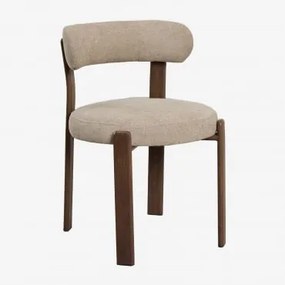 Cadeira De Jantar Estofada E Em Ferro Jolie Castanho Madeira Escura & Chenille Castanho Trigo - Sklum