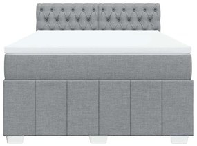 Cama com molas/colchão 160x200 cm tecido cinzento-claro