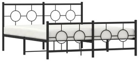 Estrutura de cama com cabeceira e pés 160x200 cm metal preto