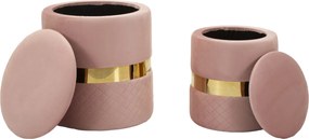PUFE COM ARMAZENAMENTO SHEFFILD 2 PEÇAS Ø 37X42-28X35 CM ROSA E DOURADO